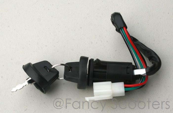 4 Wires Ignition Key with Female Plug, Blade Style 4 Pins