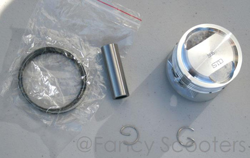 CG125 Piston, Rings, Pins and G-rings (Dia=56mm, Height=55mm, Pin Dia=15mm)